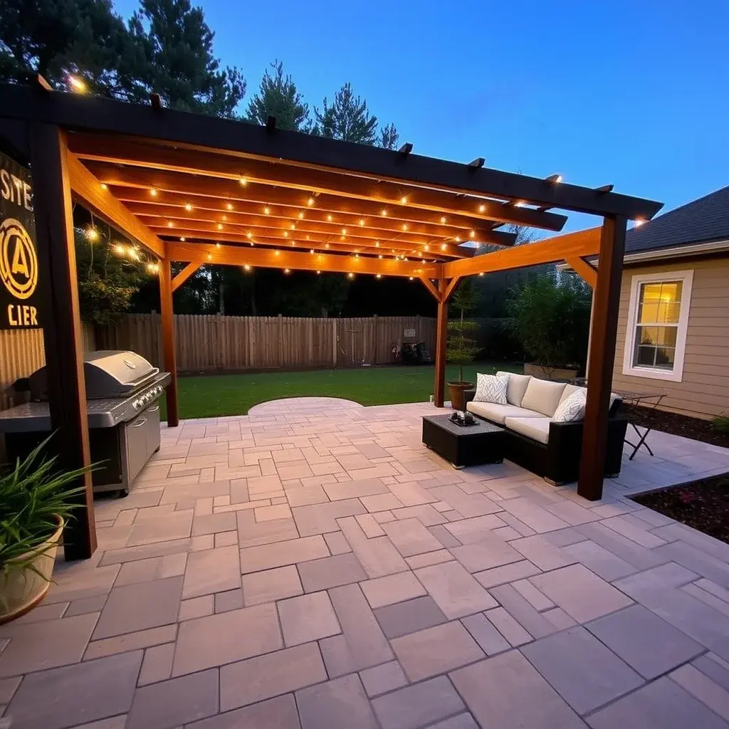 Renovated patio in Largo, Florida with stamped concrete and outdoor seating area