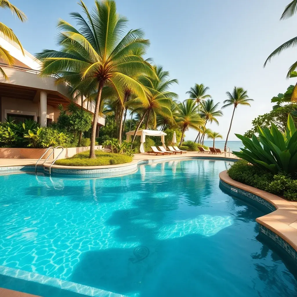Zero-entry beach entry pool with gradual sloping walk-in entrance