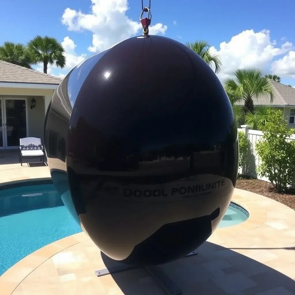 Glossy fiberglass pool shell with smooth gelcoat surface being lowered