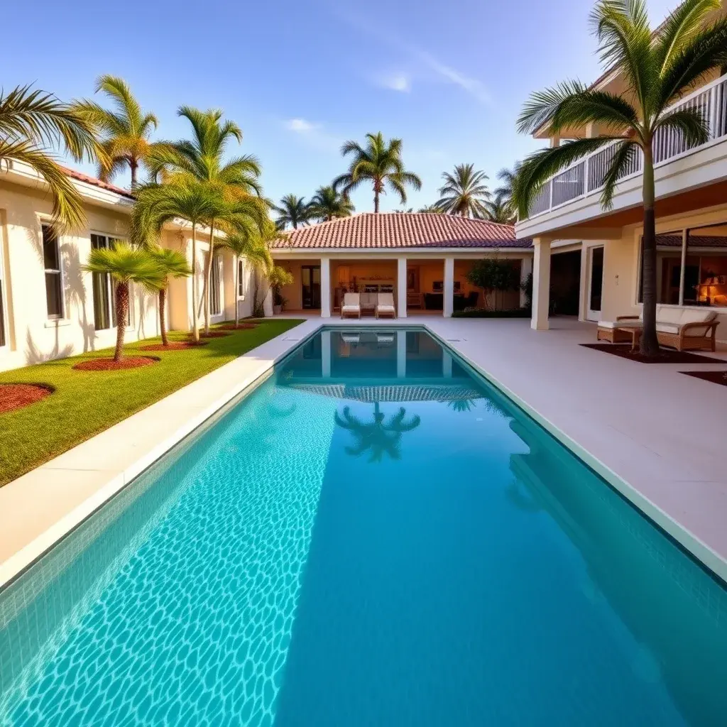Long narrow lap pool designed for swimming exercise with lane markers