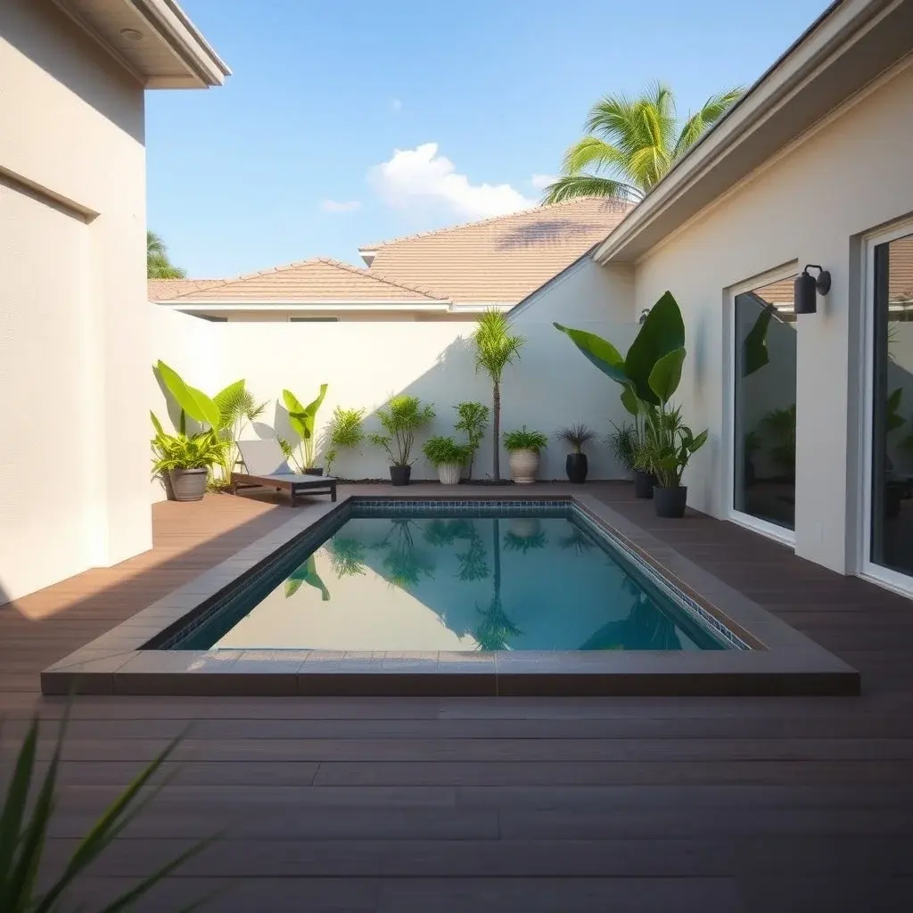 Compact plunge pool in a small courtyard with surrounding deck